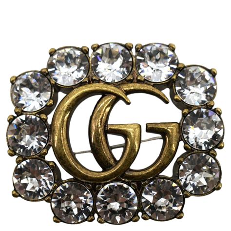 gucci metal double g broach|Metal Double G brooch with crystals .